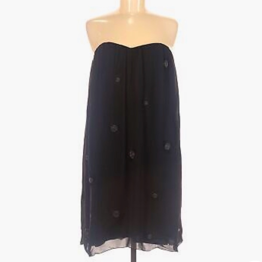 ADAM By Adam Lippes Black Silk Strapless Embellished Cocktail Dress -